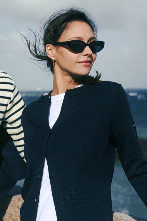 Cardigan col rond - Laine et acrylique - Le Comptoir Maritime - 1