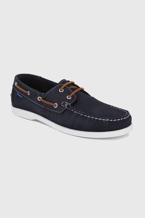 Chaussures bateau Frehel bleue - cuir - Le Comptoir Maritime - 1