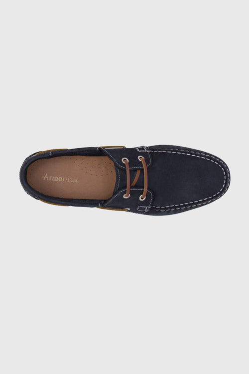 Chaussures bateau Frehel bleue - cuir - Le Comptoir Maritime - 2