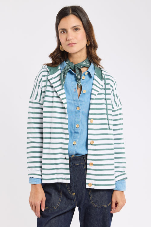 Cardigan rayé boutonné - coton rustique - Le Comptoir Maritime - 1