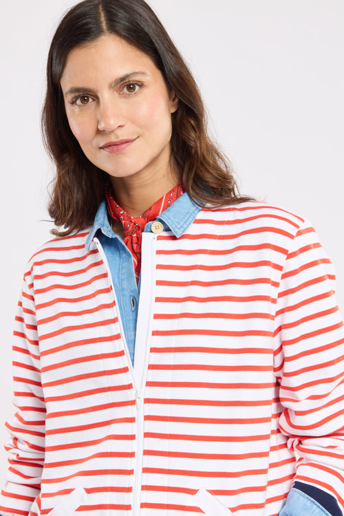Cardigan rayé zippé - coton épais - Le Comptoir Maritime - 2