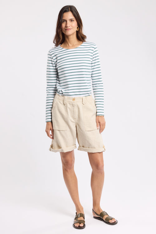Bermuda taille élastique - coton et lin - Le Comptoir Maritime - 1