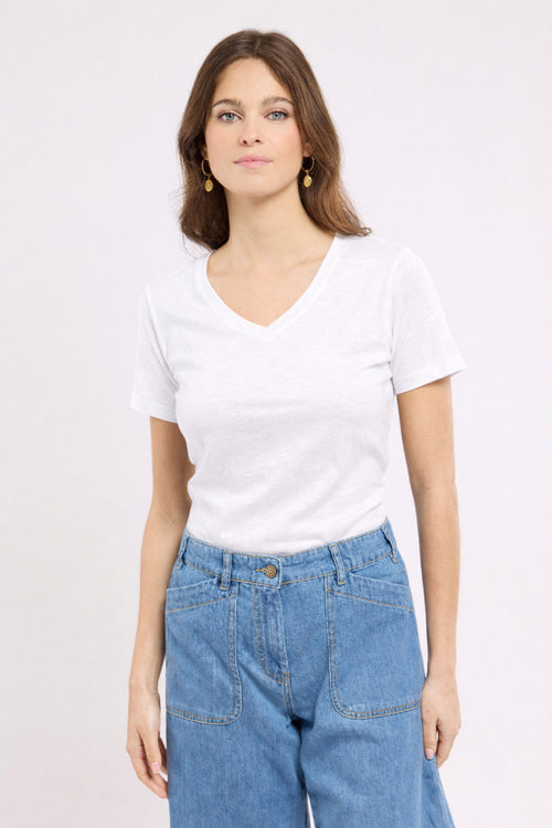 T-shirt col V - coton flammé - Le Comptoir Maritime - 1