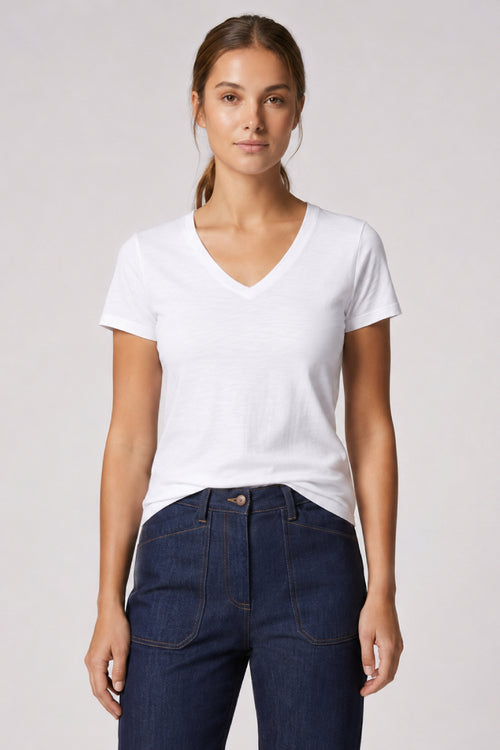 T-shirt col V - coton flammé - Le Comptoir Maritime - 1
