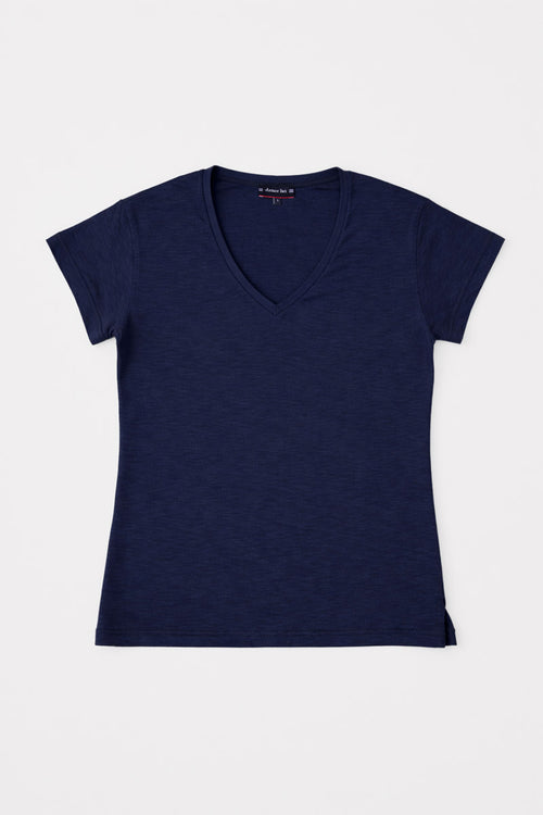 T-shirt col V - coton flammé - Le Comptoir Maritime - 1