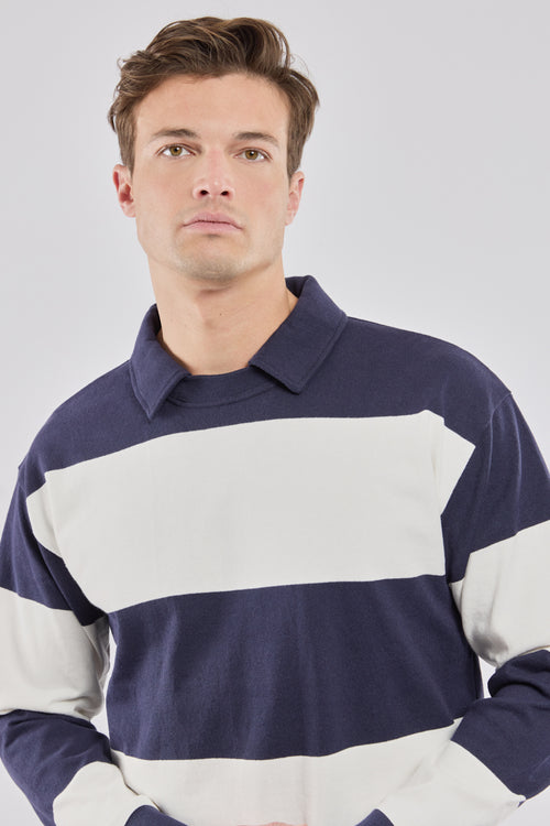 Sweat col polo manches longues - fil open end - Le Comptoir Maritime - 4