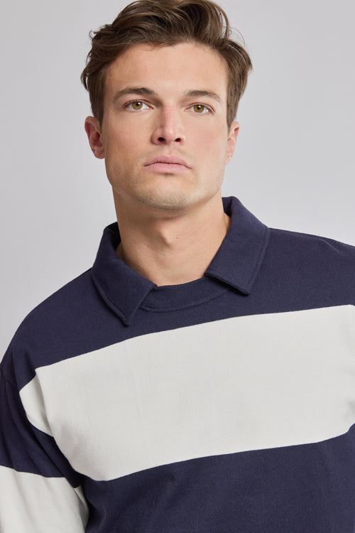 Sweat col polo manches longues - fil open end - Le Comptoir Maritime - 1