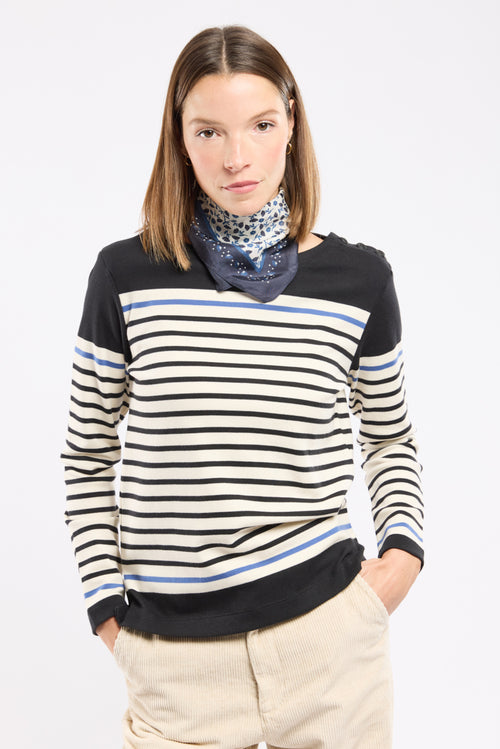 Marinière épaule boutonnée - coton épais - Le Comptoir Maritime - 4
