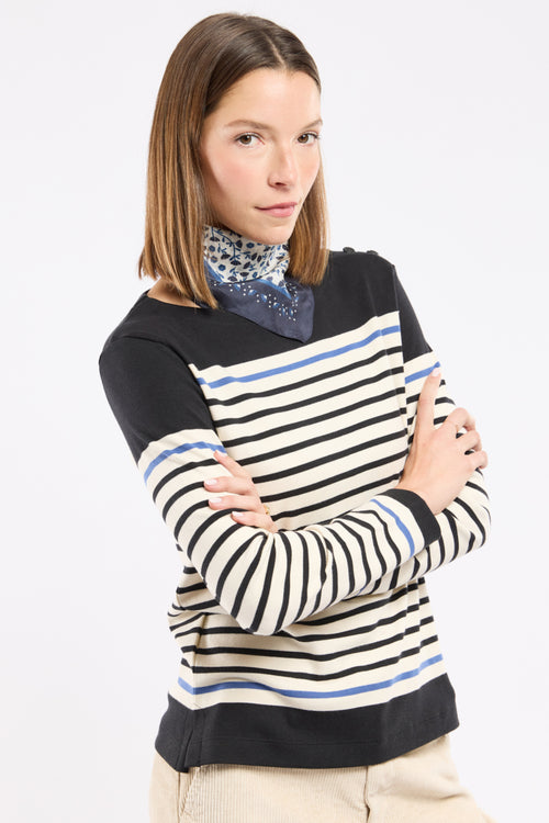 Marinière épaule boutonnée - coton épais - Le Comptoir Maritime - 1