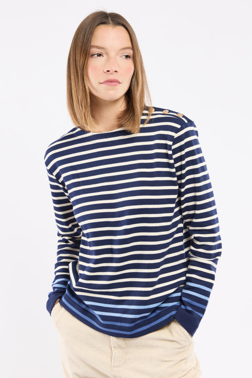 Marinière épaule boutonnée - coton épais - Le Comptoir Maritime - 1
