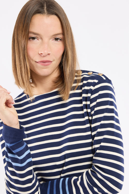 Marinière épaule boutonnée - coton épais - Le Comptoir Maritime - 2