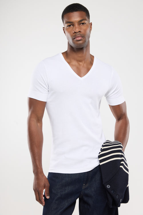 T-shirt col V - coton épais issu de l’agriculture biologique - Le Comptoir Maritime - 1