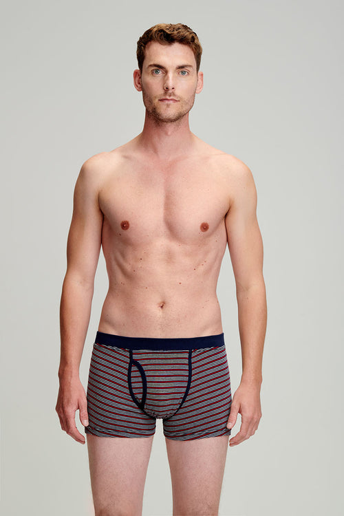 Boxer rayé ouvert - coton léger biologique - Le Comptoir Maritime - 1