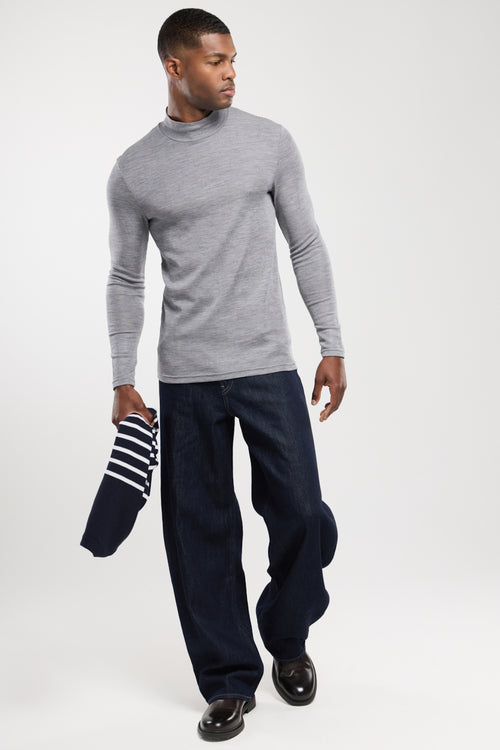 T-shirt manches longues col haut - laine et soie - Le Comptoir Maritime - 3