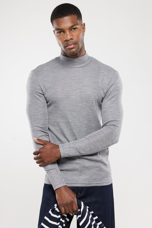 T-shirt manches longues col haut - laine et soie - Le Comptoir Maritime - 1