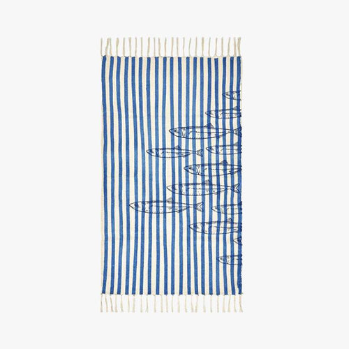 TAPIS À RAYURES POISSONS - Le Comptoir Maritime - 1