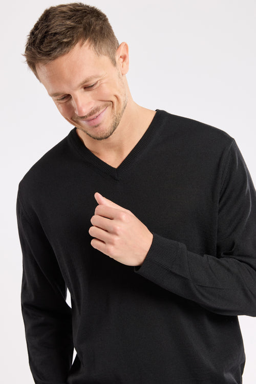 Pull col V - laine mérinos et acrylique - Le Comptoir Maritime - 2